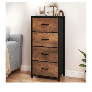 Dresser with 4 Drawers ,Fabric Storage Tower, Organizer Unit for Living Room, Hallway, Closets,Sturdy Steel Frame, Wooden Top - 1 of 4
