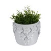 Planter Stoneware Ceramic Floral Design with Raised 3D Sculpted Flowers and Glossy Handcrafted Texture Detailing - 2 of 4