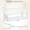Costway 2-Person Wooden Outdoor Porch Swing Heavy Duty Patio Hanging Bench Chair Brown/White - 4 of 4