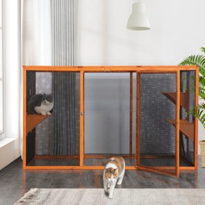 LAOTIES Detachable Outdoor Cat Enclosure with Waterproof Roof,3 Jumping Platforms,Indoor Outdoor Catio for Small and Medium Cats - 1 of 4
