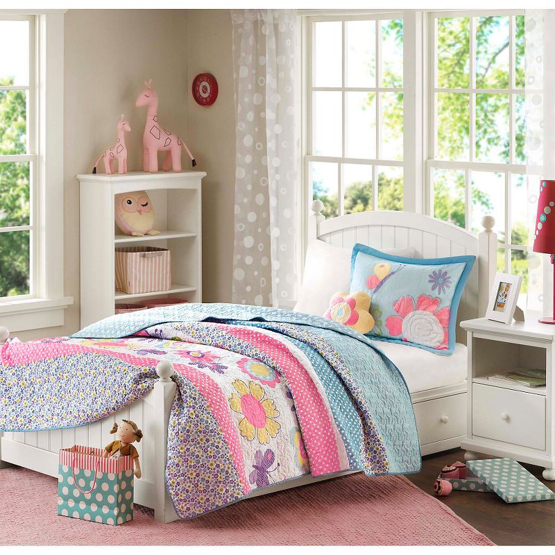 Petal Power Reversible Flower and Butterfly Kids' Quilt Set - Mi Zone, 1 of 6