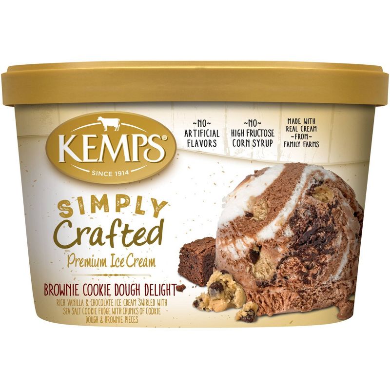 Kemps Simply Crafted Brownie Cookie Dough Delight Ice Cream - 48oz, 1 of 7