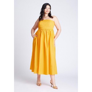 ELOQUII Women's Plus Size Poplin Fit And Flare Maxi Dress - 1 of 3