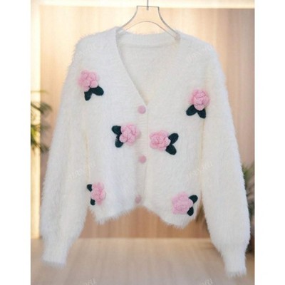 TIME HOLLOW Vintage Buttoned V-Neck Cardigan