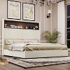 KTMBDW Full/Queen Size Bed Frame with USB Port and Night Light, Upholstered Velvet Platform Bed Frames with Rivet Tufted Wingback Headboard - 3 of 4