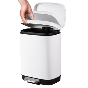 Trash Can, 3.2 Gallon Stainless Steel Trash Can with Soft-close Lid, Step-on Wastebin with Removable Inner Bucket for Kitchen Bathroom Office - 1 of 4