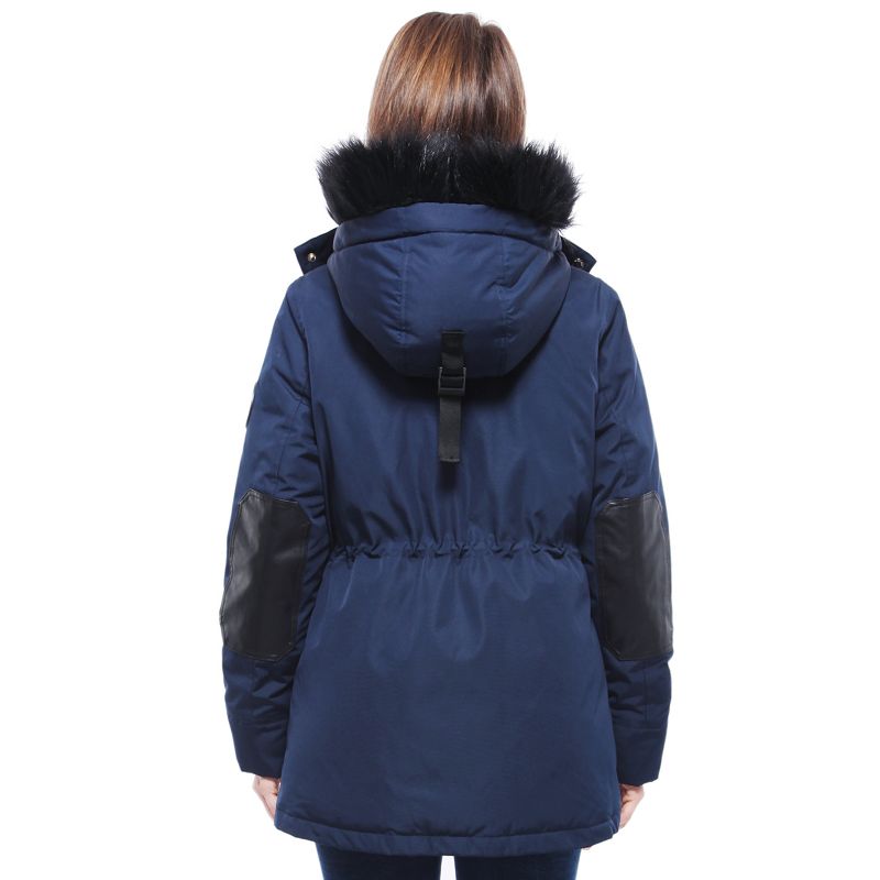 Rokka&Rolla Women's Winter Coat with Faux Fur Hood Parka Jacket, 4 of 9