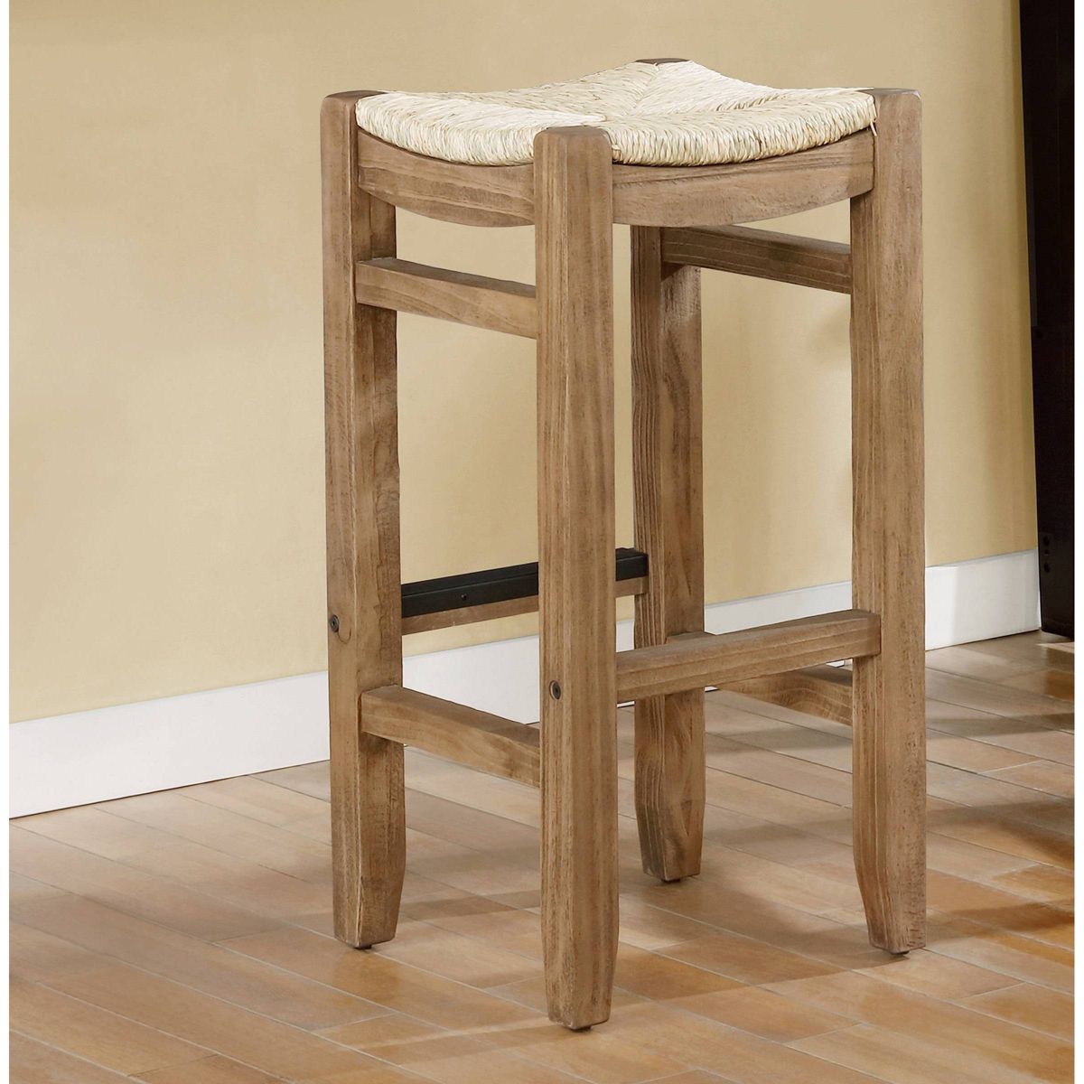 30" Davenport Wood Barstool Light Amber - Alaterre Furniture: Square, Upholstered, Farmhouse Style - thumbnail 2