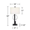 Possini Euro Design Galaxy 32" Tall Geometric Base Large Modern End Table Lamp Dual USB Ports Black Metal Single White Shade Living Room Charging - 4 of 4