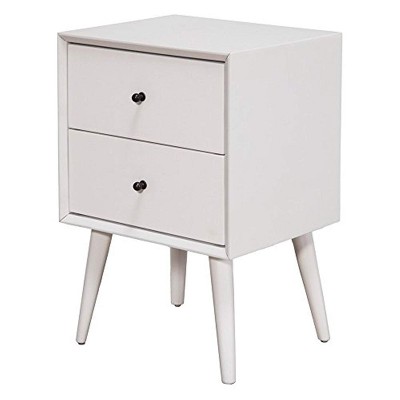 Alpine Furniture Flynn Mid Century Modern Nightstand, 18" W x 15" D x 26" H, White