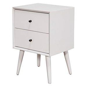 Alpine Furniture Flynn Mid Century Modern Nightstand, 18" W x 15" D x 26" H, White - 1 of 2