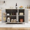 51.2"W Ash Veneer Solid Wood Handwoven Kitchen Island with Drop Leaf, Rolling Kitchen Cart on Wheels with Internal Storage Rack - ModernLuxe - image 3 of 4