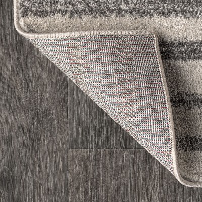 Modern Stripe Gray and Ivory Synthetic 3' x 5' Area Rug