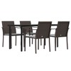 vidaXL Patio Dining Set Table and Chair with Cushions Poly Rattan and Steel - Brown 63" Table Length 4 Chairs - 4 of 4