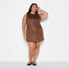 Women's Faux Suede Button-Front Mini A-Line Dress - Wild Fable™ Brown - 2 of 3