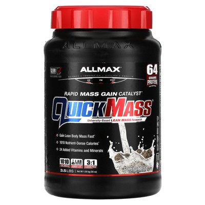 ALLMAX QUICKMASS, Chocolate - 10 lb - Rapid Mass Gain Catalyst - Up to 64 Grams of Protein Per Serving - 3:1 Carb to Protein Ratio - Zero Trans Fat -