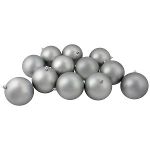 Northlight 12ct Shatterproof Matte Christmas Ball Ornament Set 4" - Gray - 1 of 2