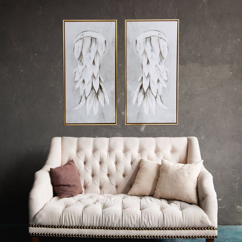 29&#34; x 29&#34; Angel Wings Diptych Floating Framed Wall Canvas Gray - Gallery 57, 4 of 7
