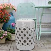 13" x 18" Ceramic Garden Stool with Woven Lattice Design & Glazed Strong Materials Decorative Outdoor Stool - 2 of 4