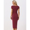Allegra K Women's Ribbed U Neck Short Sleeves Basic Solid Side Slit Bodycon Knit Midi Dress - 4 of 4