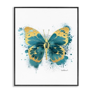 Stupell Industries Butterfly Abstract Blue Watercolor Painting Framed Giclee Art - 1 of 4