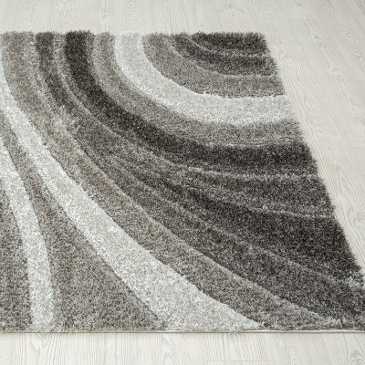 Gray Geometric Shag 5' x 7' Synthetic Area Rug