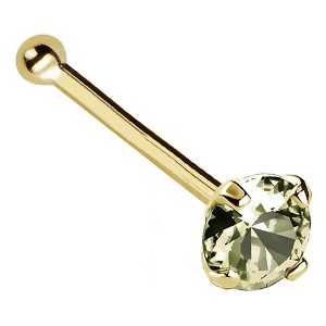 Jewelry Avalanche 22G 14K Gold Ball-end Nose Stud with Peridot Gemstone - 1 of 2
