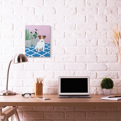 Pink and Blue Abstract Dog Canvas Art for Kids, 16 x 20