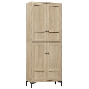 71 Inch Tall Storage Cabinet, Kitchen Pantry Cabinet 5 Tier Bathroom Cabinet with 4 Doors Adjustable Shelves - 1 of 4