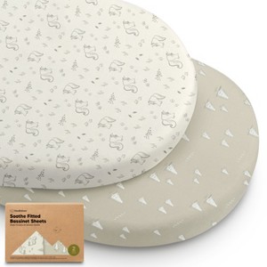 KeaBabies Organic Bassinet Sheet for Baby Girls, Boys, 2-Pack Soothe Bassinet Fitted Sheets, Bedside Bassinet Mattress Sheet - 1 of 4