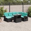 vidaXL Patio Sofa Set with Cushions and Table Outdoor Garden 8 Piece Poly Rattan - Black - 2 of 4