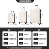 NAYSAYE 9 Piece Luggage Set TSA Lock with 360° Spinner Wheels and Adjustable Handle for Business and Family Trip, White, 21.08"*12.42"*31.51" - 3 of 4