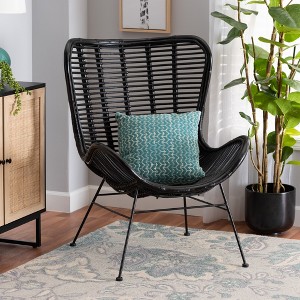 bali & pari Colorado Modern Bohemian Rattan and Metal Accent Chair - 1 of 4