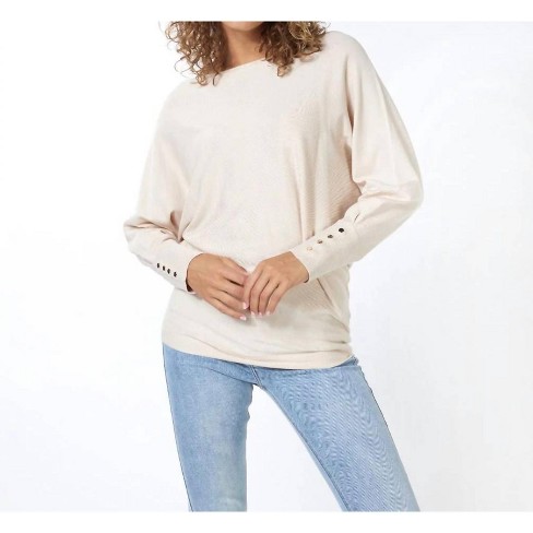 Women's Dolman Sleeve Button Cuff Sweater Top - ESQUALO - image 1 of 3