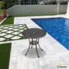 CLIHOME 25.6" Cast Aluminum Patio Table Round Outdoor Coffee Table with Umbrella Hole - 2 of 4
