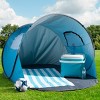 Pop Up Beach Tent with UV Protection and Ventilation Windows – Water and Wind Resistant Sun Shelter for Camping, Fishing, or Play by Wakeman (Blue) - 2 of 4