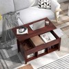 Costway Lift Top Coffee Table w/ Hidden Compartment and Storage Shelves Modern Furniture Brown - 2 of 4