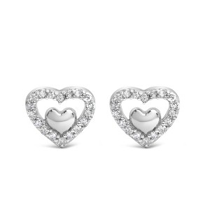 Haus of Brilliance Sterling Silver 1/6 Cttw Diamond Open Double Heart Stud Earrings - 1 of 4