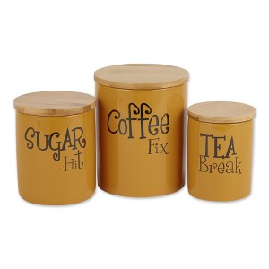 Design Imports Honey Gold Coffee/Sugar/Tea Ceramic Canister Set/3 - 1 of 4