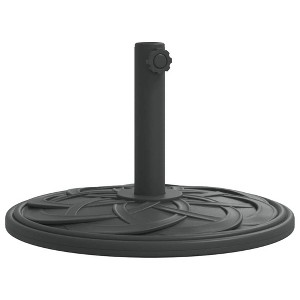 vidaXL Parasol Base Round Black - Fits Ø1.5/1.9" Poles - Heavy Duty Umbrella Stand with Elegant Curves - 1 of 4