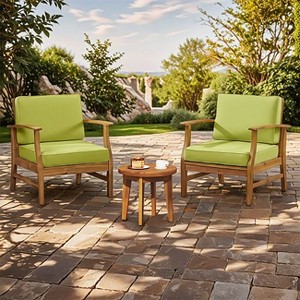 Christopher Knight Home Bennett Rustic 3 Piece Patio Acacia Wood Club Chairs with Round Accent Table - 1 of 4