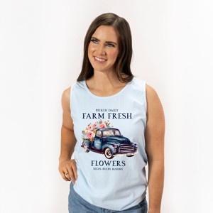 Simply Sage Market Farm Fresh Flowers Truck Garment Dyed Tank - 1 of 4