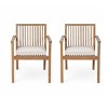 Acacia Wood Outdoor Dining Chairs Set of 2,Waterproof Cushion Patio Armrests Chair,Outdoor Dining Chair for Patio Garden-Cuddlewood - 3 of 4