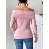 Womens Sweater Off Shoulder Long Sleeve Casual Fitted Lapel Knit Sweater Tops - 2 of 4