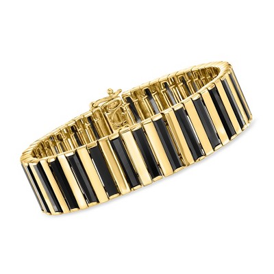 Ross-Simons Onyx Bracelet in 18kt Gold Over Sterling