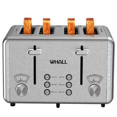WHALL Toaster,  Stainless Steel Toaster with 1.5" Wide Slots , Bagel & Bread Toaster
