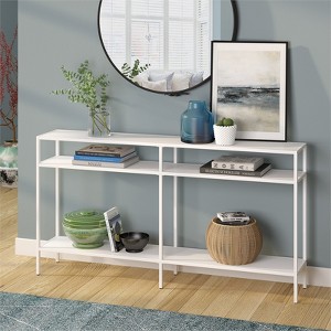55" Matte White Console Table with Metal Shelves - Henn&Hart - 1 of 4