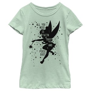 Girl's Peter Pan Tinkerbell Faith Trust and Pixie Dust T-Shirt - 1 of 4