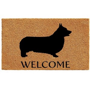 HomeRoots 17" X 29" Natural and Black Coir Dachshund Welcome Outdoor Door Mat - 1 of 3