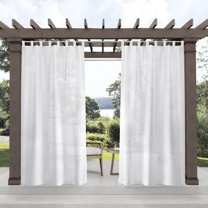 EXCLUSIVE HOME Miami Semi-Sheer Indoor/Outdoor Hook-and-Loop Tab Top Curtain Panel Pair - 1 of 4